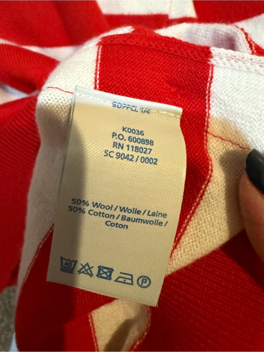 Boden Grace Buttom Red White StripedJumper Sweater Size M - Picture 5 of 6